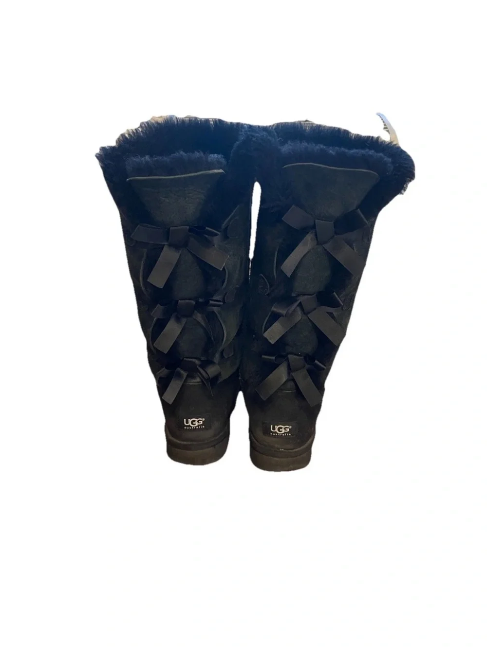 UGG Australia Bailey 2 Tall Black Ribbon Bow Winter Snow Boots Cozy